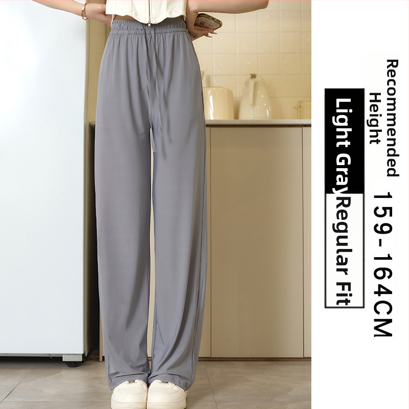 Pantaloni largi pentru femei, talie înaltă, vară, respirabili și uscare rapidă, poliester cu elastan, țesătură subțire