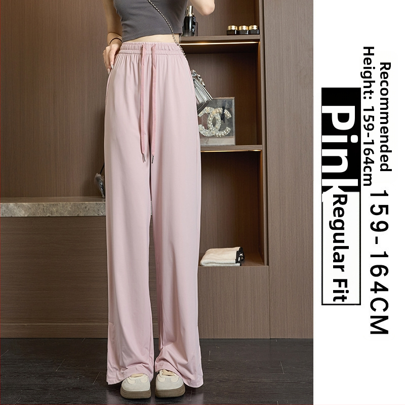 Pantaloni largi pentru femei, talie înaltă, vară, respirabili și uscare rapidă, poliester cu elastan, țesătură subțire