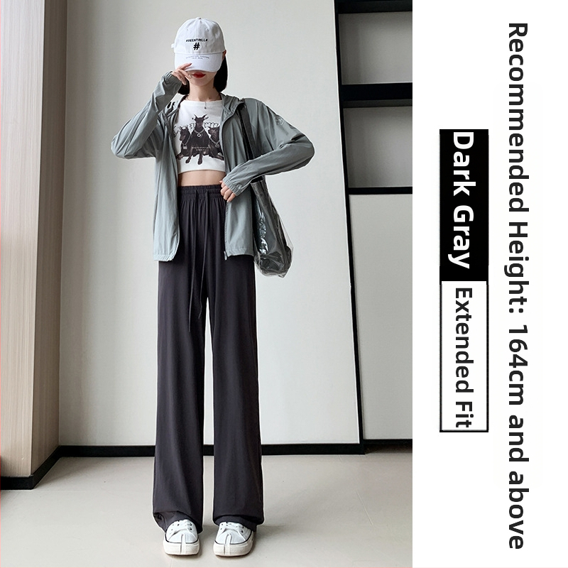 Pantaloni largi pentru femei, talie înaltă, vară, respirabili și uscare rapidă, poliester cu elastan, țesătură subțire