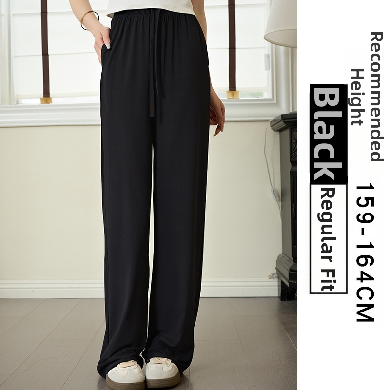 Pantaloni largi pentru femei, talie înaltă, vară, respirabili și uscare rapidă, poliester cu elastan, țesătură subțire