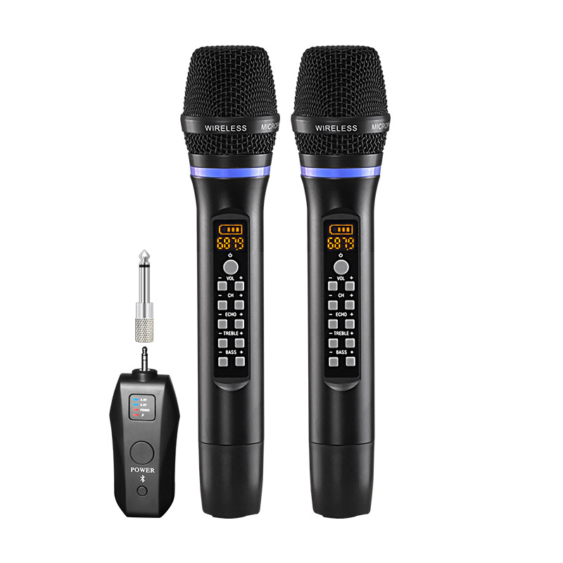 Bezvadu mikrofons ar reverberāciju un regulējamu augstu un zemā basu skaņai mājas un KTV lietošanai, Bluetooth 4.0, iekšējā akumulatora jauda 800–1000 mAh, frekvenču diapazons 100 Hz–20 kHz, SNR ≥100 dB, darbības laiks 6–8 stundas