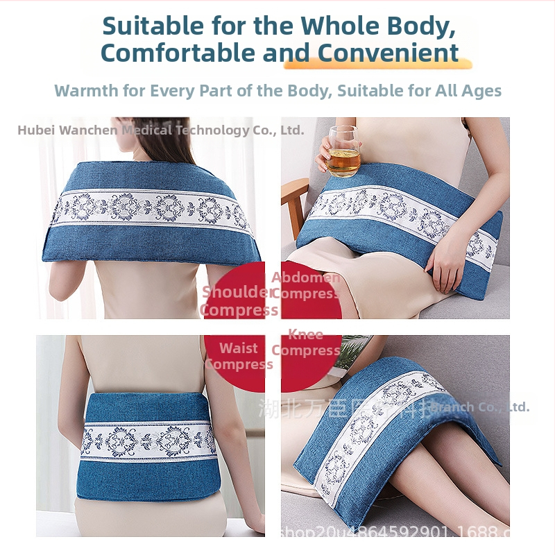 Elektrinė šildymo juosta karštam kompresui, su 11 pakopų skaitmeniniu ekranu ir automatiškai palaikoma temperatūra; galia 100W, įtampa 220V; temperatūros diapazonas 35–85°C; gryno svoris 2,5 kg; tinka keliams, pečiams, juosmeniui ir kojoms.