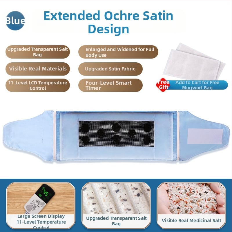 Elektrinė šildymo juosta karštam kompresui, su 11 pakopų skaitmeniniu ekranu ir automatiškai palaikoma temperatūra; galia 100W, įtampa 220V; temperatūros diapazonas 35–85°C; gryno svoris 2,5 kg; tinka keliams, pečiams, juosmeniui ir kojoms.