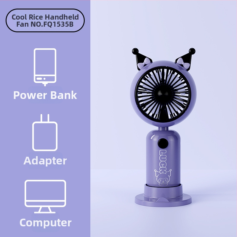 Rokas karikatūras dizaina pūtējs ar drukātu rokturi un karikatūras ausīm, uzlādējams, iebūvēta akumulatora kapacitāte 100-300 mAh, 5V, 5W, troksnis 36-45 dB, akumulatora darbības laiks 0-1 h