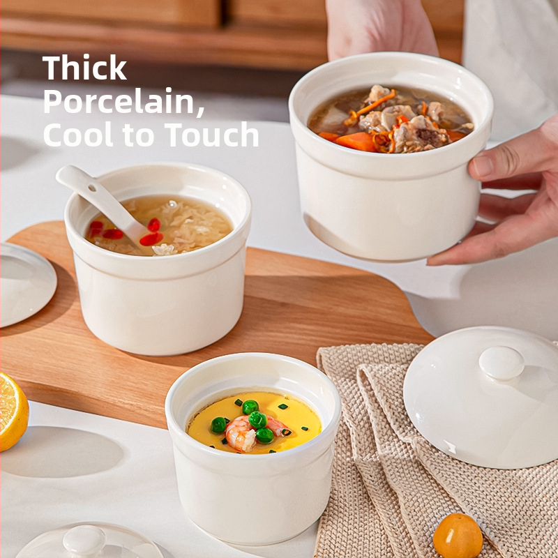 Vas de porțelan, rotund, stil minimalist modern, compatibil cu microunde, finisaj sub glazură