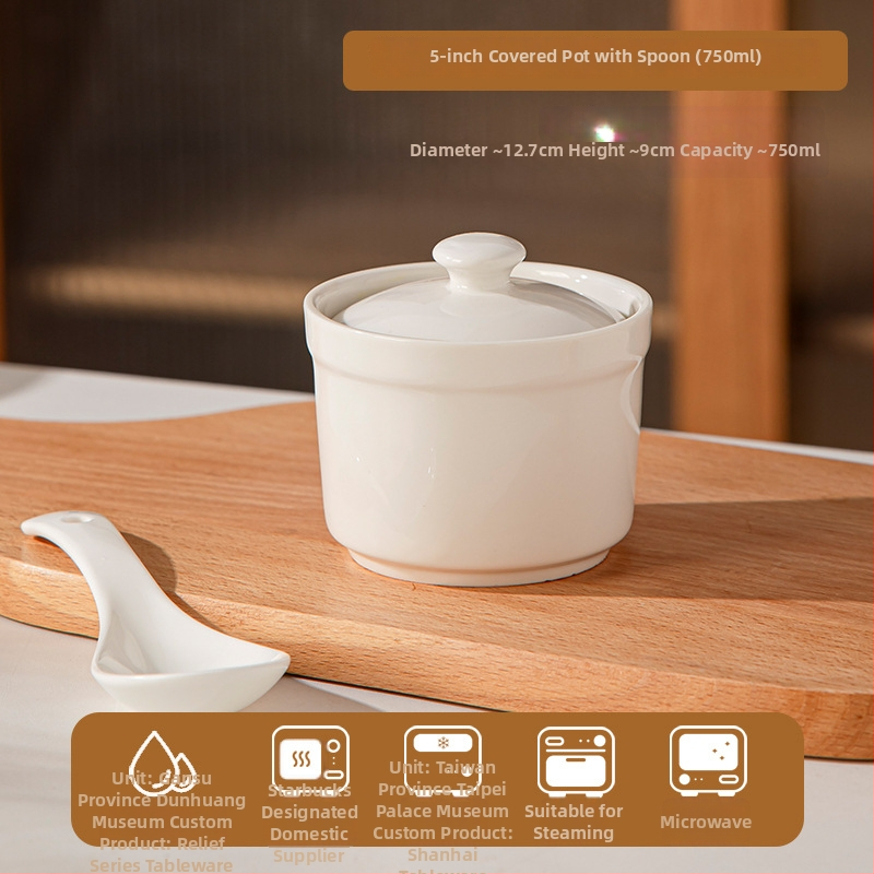 Vas de porțelan, rotund, stil minimalist modern, compatibil cu microunde, finisaj sub glazură