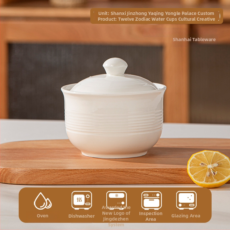 Vas de porțelan, rotund, stil minimalist modern, compatibil cu microunde, finisaj sub glazură