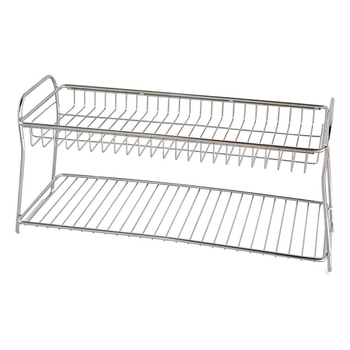 Raft de depozitare pentru baie din oțel inoxidabil, două niveluri, organizator de masă, mobil, rezistent la coroziune, fără montaj