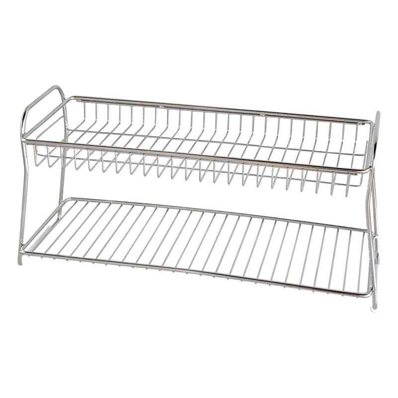 Raft de depozitare pentru baie din oțel inoxidabil, două niveluri, organizator de masă, mobil, rezistent la coroziune, fără montaj