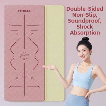 TPE jooga matt – kokkupandav, eriti lai, eriti paks, libisemisvastane, löögisummutav, vaikne; Materjal: TPE; Paksus: 6 mm; Kaal: 490 g; Mustrid: Positsioonijooned