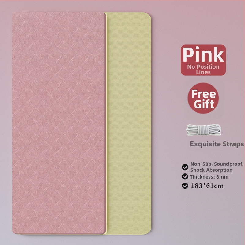TPE jooga matt – kokkupandav, eriti lai, eriti paks, libisemisvastane, löögisummutav, vaikne; Materjal: TPE; Paksus: 6 mm; Kaal: 490 g; Mustrid: Positsioonijooned