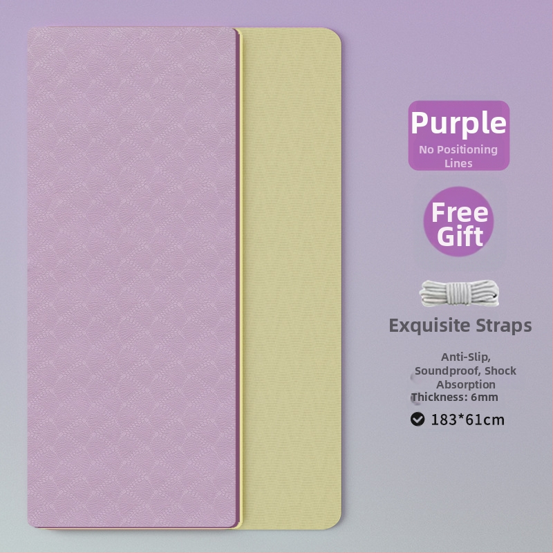 TPE jooga matt – kokkupandav, eriti lai, eriti paks, libisemisvastane, löögisummutav, vaikne; Materjal: TPE; Paksus: 6 mm; Kaal: 490 g; Mustrid: Positsioonijooned