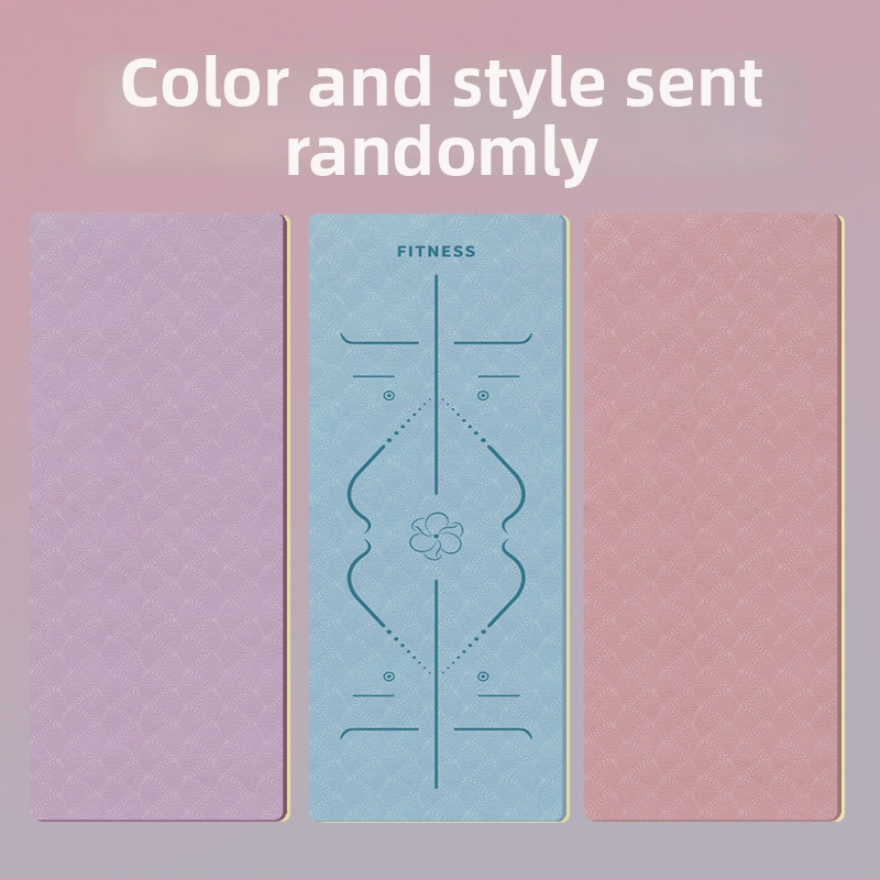 TPE jooga matt – kokkupandav, eriti lai, eriti paks, libisemisvastane, löögisummutav, vaikne; Materjal: TPE; Paksus: 6 mm; Kaal: 490 g; Mustrid: Positsioonijooned