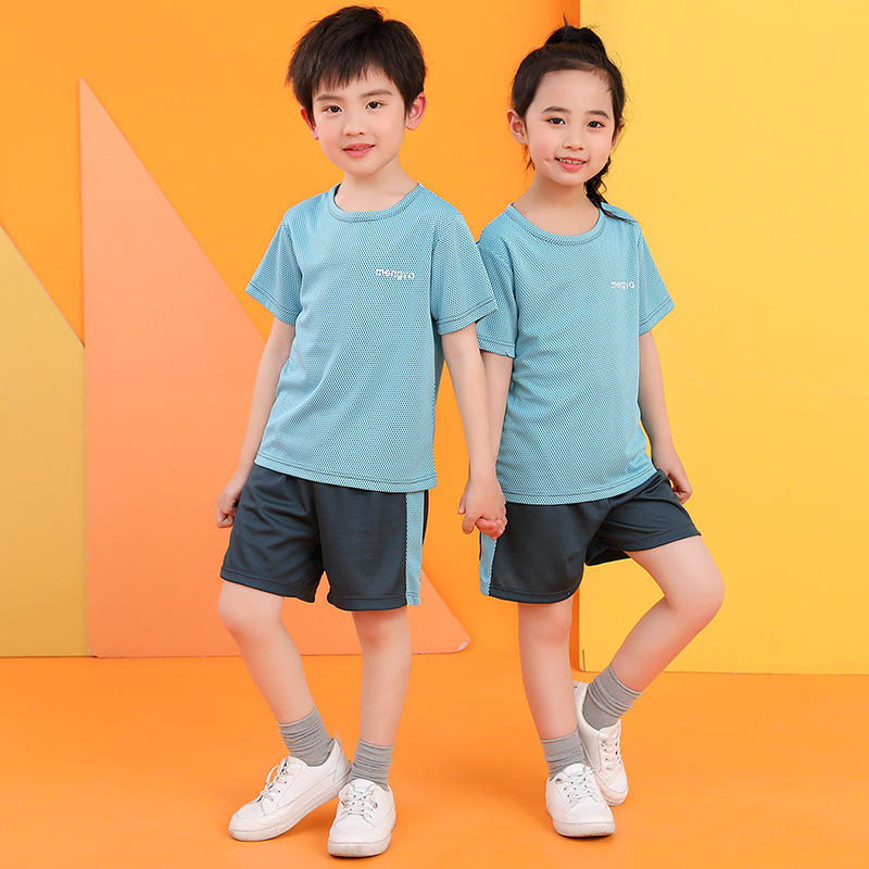 Детски спортен комплект от две части: безръкавка жилетка и шорти, мрежеста дишаща материя, бързосъхнещ полиестер, за лято, за деца 7–12 години