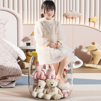 Scaun de depozitare pentru jucării, din plastic, formă rotundă, capacitate 18L, încărcare 150 kg, multifuncțional