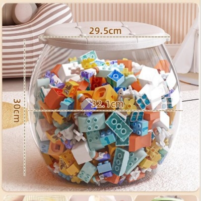 Scaun de depozitare pentru jucării, din plastic, formă rotundă, capacitate 18L, încărcare 150 kg, multifuncțional