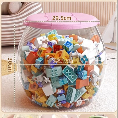 Scaun de depozitare pentru jucării, din plastic, formă rotundă, capacitate 18L, încărcare 150 kg, multifuncțional