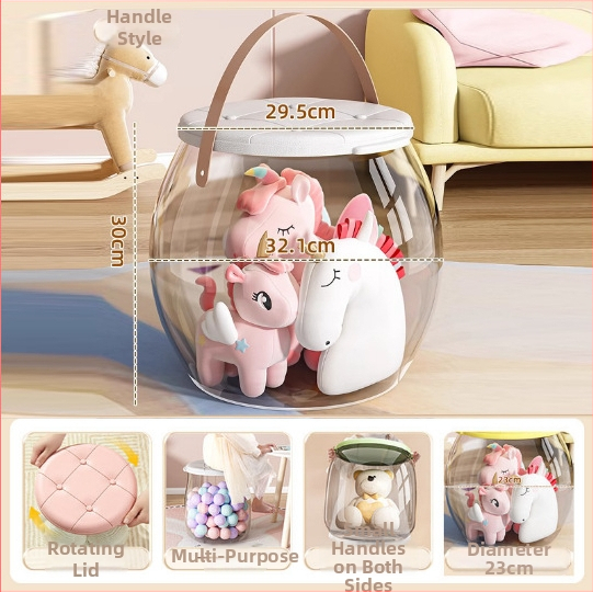 Plastikinis žaislų laikymo suolas, apvalios formos, 18L talpa, 150 kg apkrova, daugiafunkcis