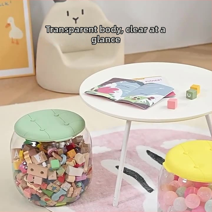 Plastmasas rotaļlietu uzglabāšanas krēsls, apaļš, 18L tilpums, 150 kg slodze, daudzfunkcionāls