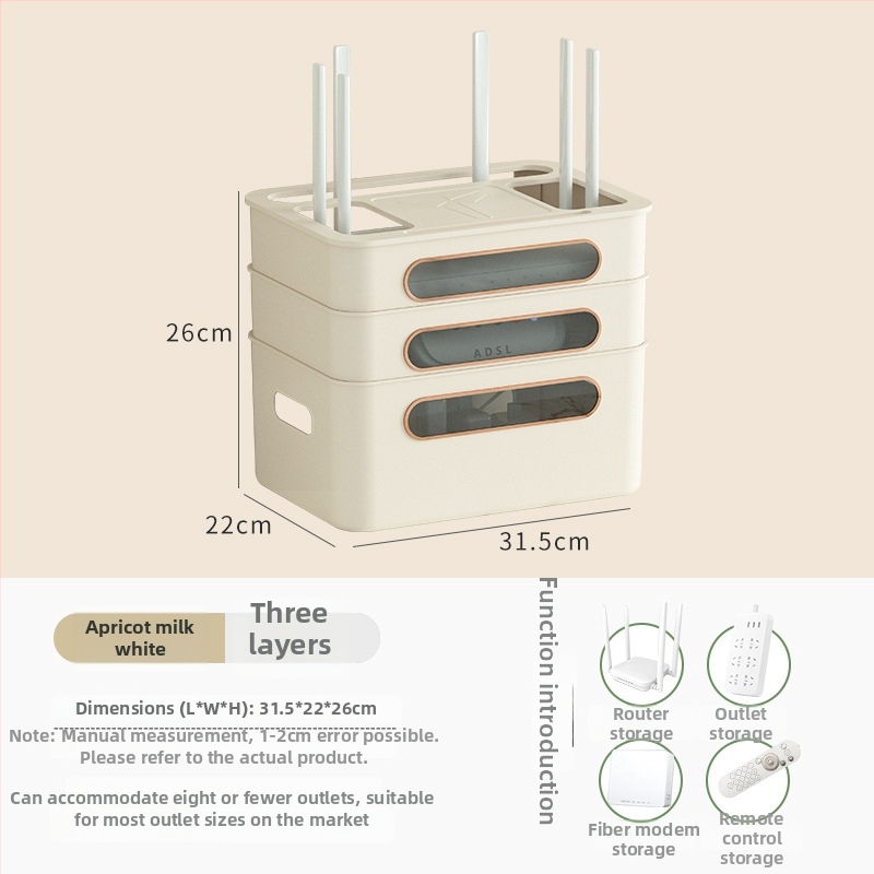 Plastikinė maršrutizatoriaus ir set-top dėžutės saugojimo dėžė – paprastas šiuolaikiškas dizainas, laidų tvarkymas svetainėje, 2024 m. modelis