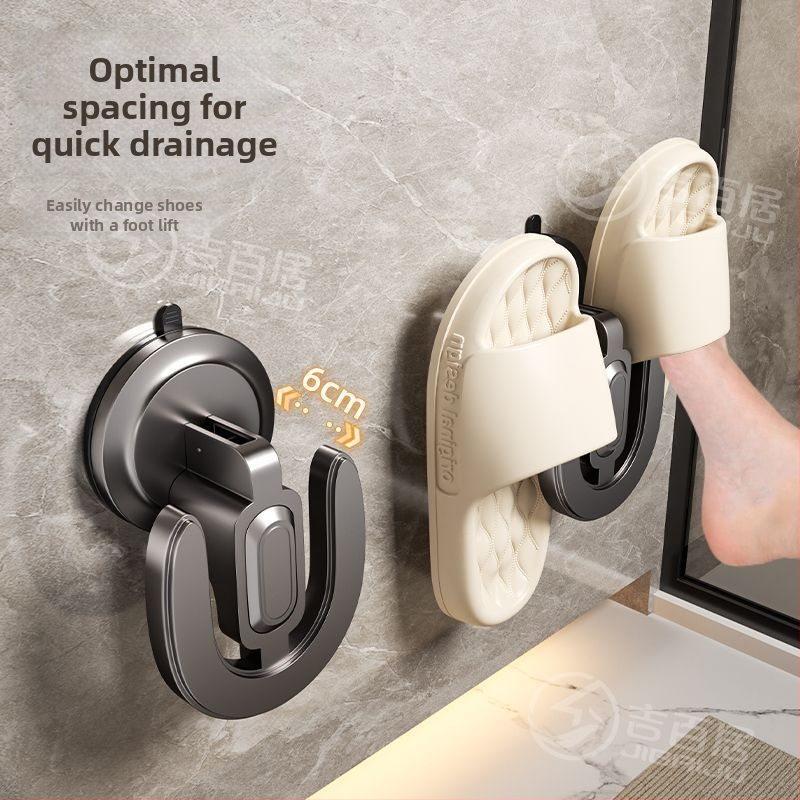 Raft pentru pantofi cu ventuză, montat pe perete, din ABS, 1 nivel, pentru baie și spațiu de spălat