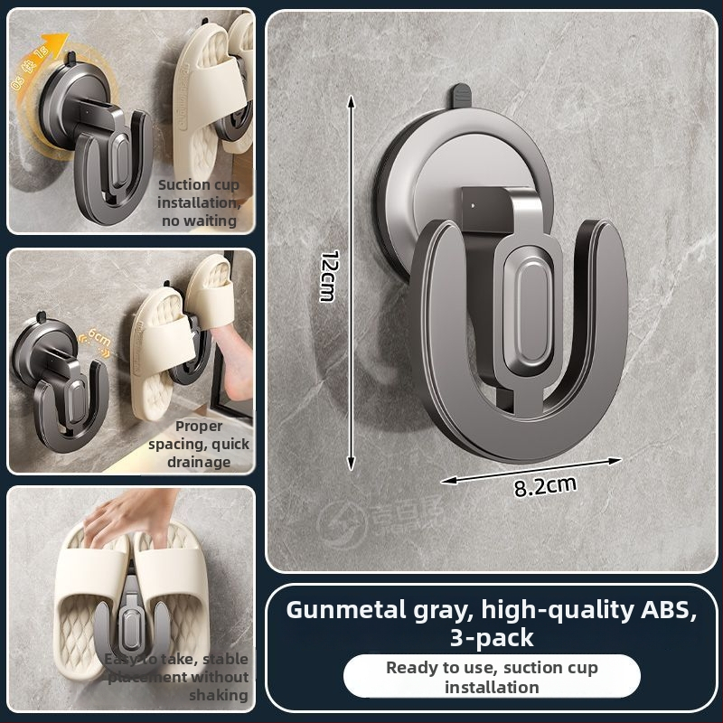 Raft pentru pantofi cu ventuză, montat pe perete, din ABS, 1 nivel, pentru baie și spațiu de spălat