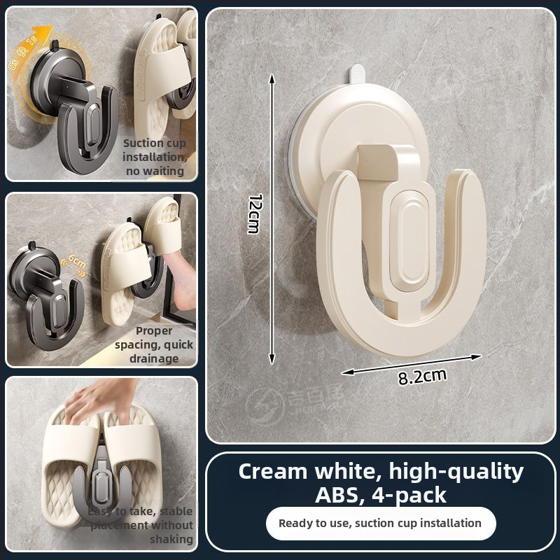 Raft pentru pantofi cu ventuză, montat pe perete, din ABS, 1 nivel, pentru baie și spațiu de spălat