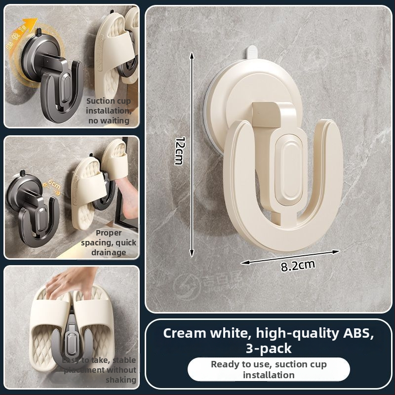 Raft pentru pantofi cu ventuză, montat pe perete, din ABS, 1 nivel, pentru baie și spațiu de spălat