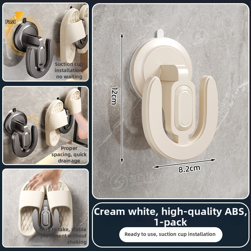 Raft pentru pantofi cu ventuză, montat pe perete, din ABS, 1 nivel, pentru baie și spațiu de spălat