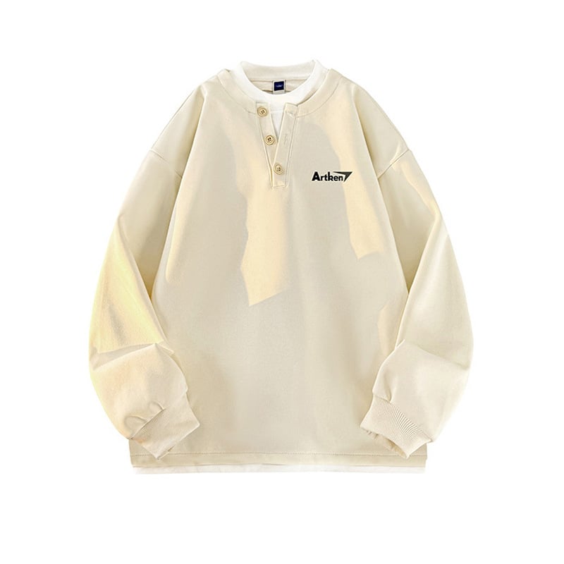 Seegave fleece bevonatú V-nyakú pulóver, laza fazon, hosszú ujjú, poliészter anyag, férfiaknak