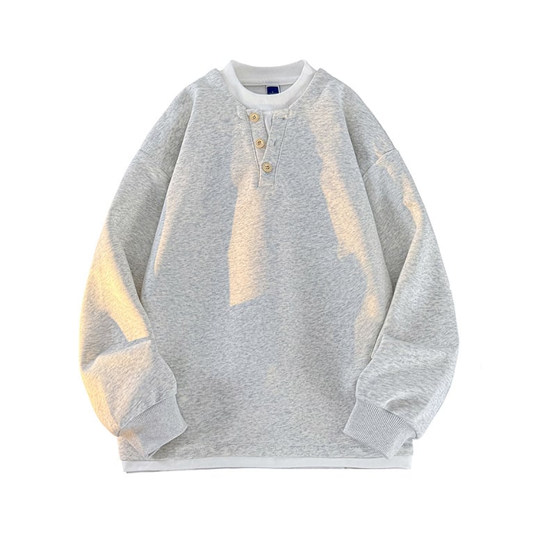 Seegave fleece bevonatú V-nyakú pulóver, laza fazon, hosszú ujjú, poliészter anyag, férfiaknak