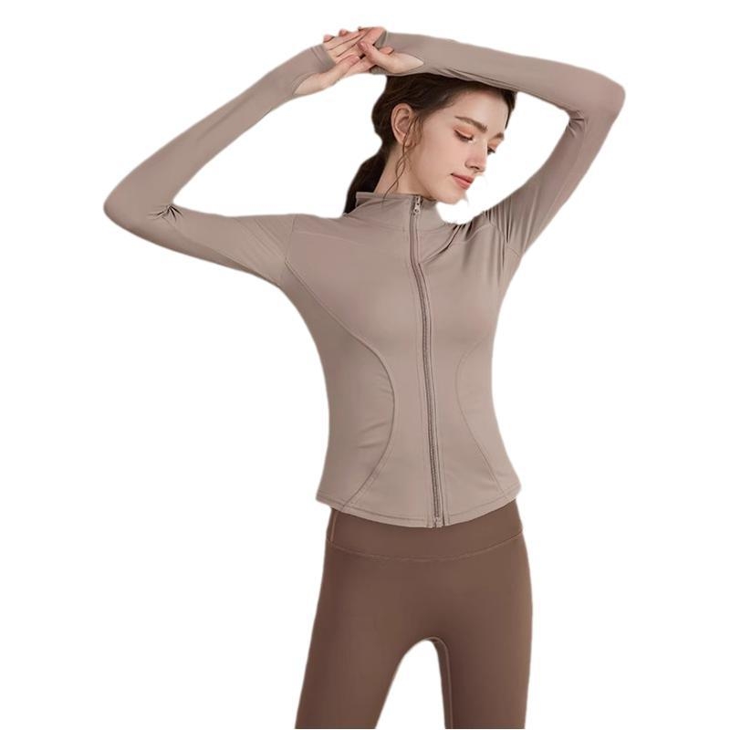 Youyou moterų jogos sportinis džemperis, siauras kirpimas, ilgomis rankovėmis, liemens ilgis, drėgmę šalinantis poliesteris