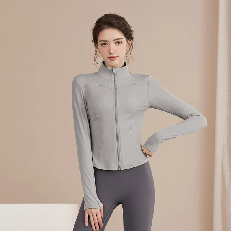 Youyou moterų jogos sportinis džemperis, siauras kirpimas, ilgomis rankovėmis, liemens ilgis, drėgmę šalinantis poliesteris