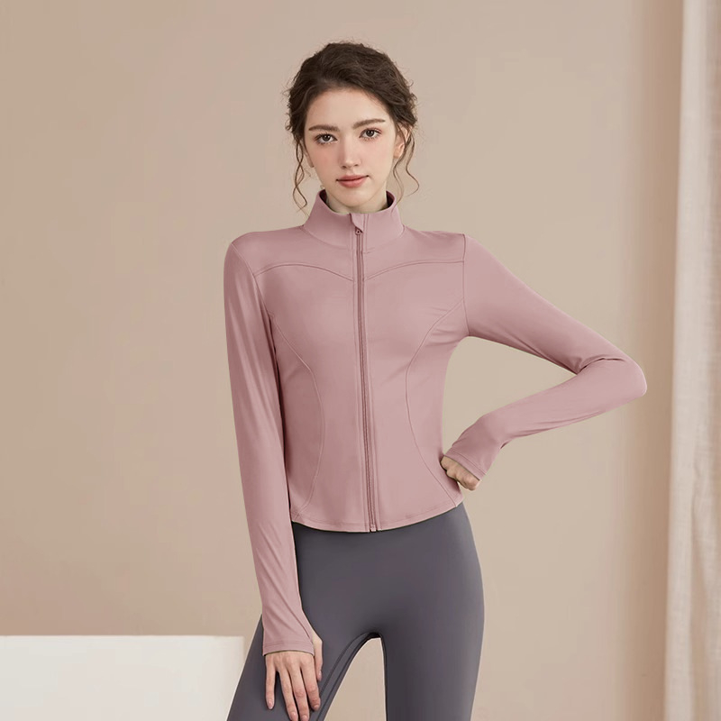 Youyou moterų jogos sportinis džemperis, siauras kirpimas, ilgomis rankovėmis, liemens ilgis, drėgmę šalinantis poliesteris