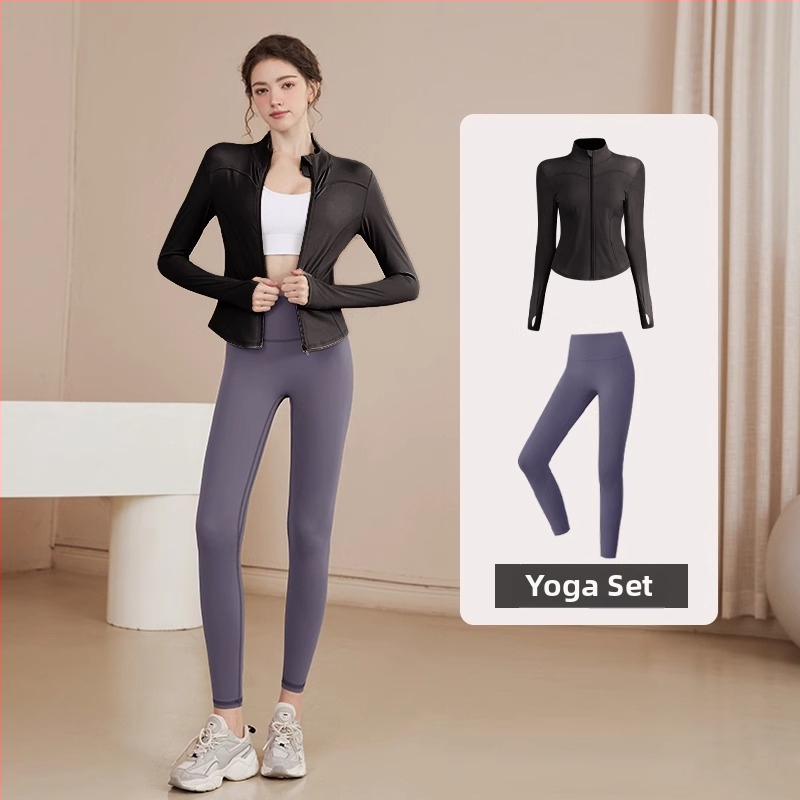 Youyou moterų jogos sportinis džemperis, siauras kirpimas, ilgomis rankovėmis, liemens ilgis, drėgmę šalinantis poliesteris