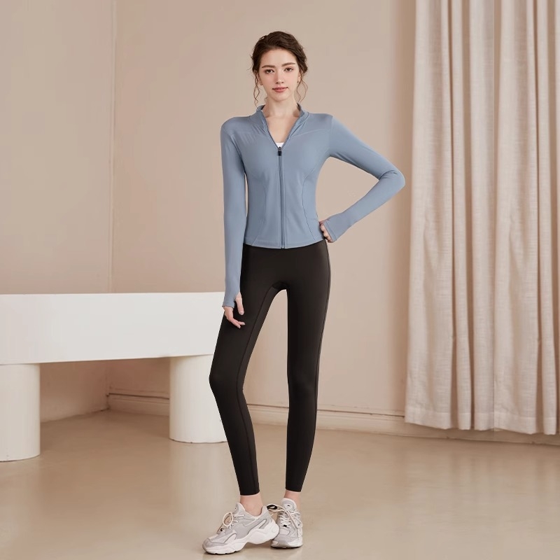 Youyou moterų jogos sportinis džemperis, siauras kirpimas, ilgomis rankovėmis, liemens ilgis, drėgmę šalinantis poliesteris