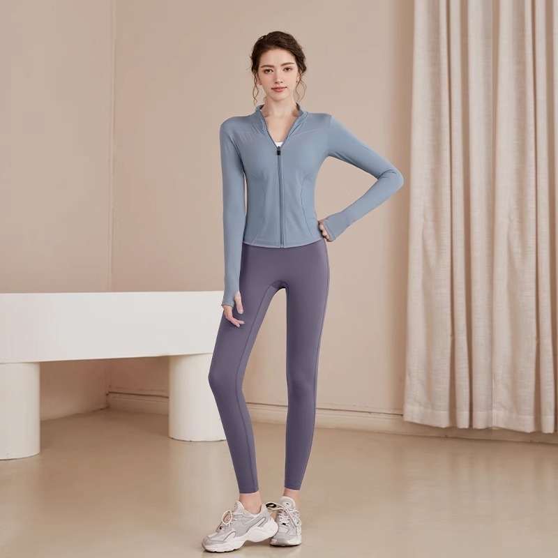Youyou moterų jogos sportinis džemperis, siauras kirpimas, ilgomis rankovėmis, liemens ilgis, drėgmę šalinantis poliesteris