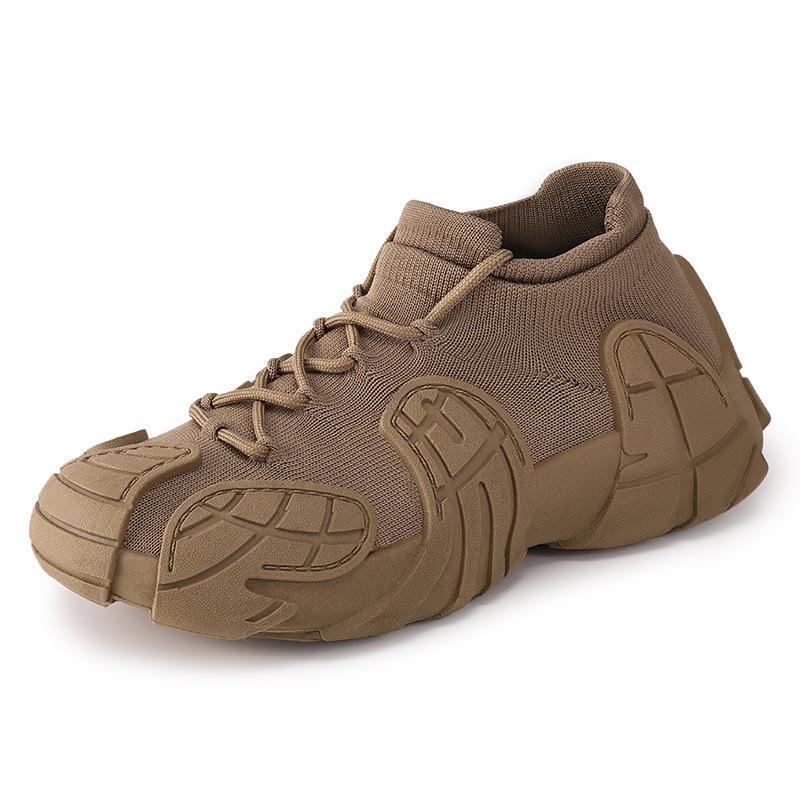 Női Flyknit felső részű sportcipő, polip-stílusú vastag talppal, fűzőkkel, légáteresztő háló belső