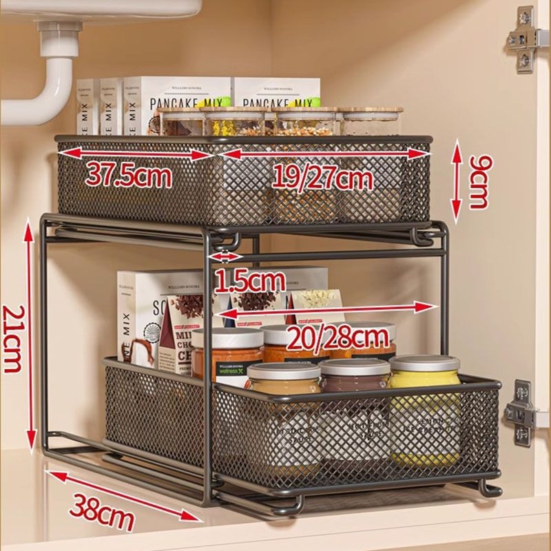 Ispod sudopera višeslojni kuhinjski stalak za pohranu, pomični, bez ugradnje, od ugljičnog čelika