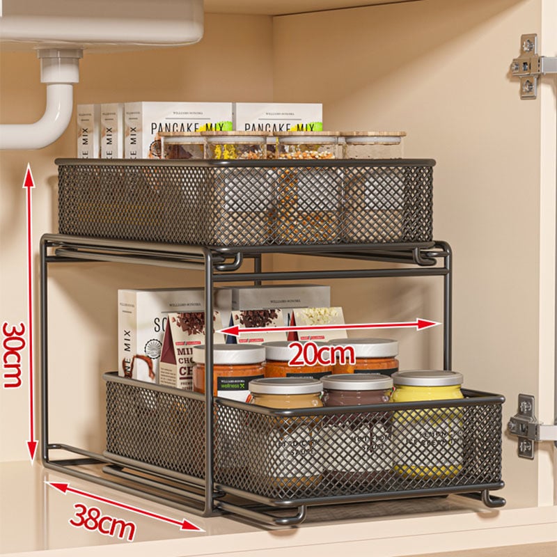 Ispod sudopera višeslojni kuhinjski stalak za pohranu, pomični, bez ugradnje, od ugljičnog čelika