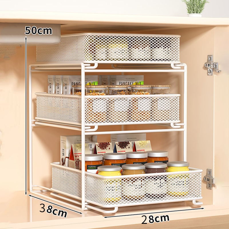 Ispod sudopera višeslojni kuhinjski stalak za pohranu, pomični, bez ugradnje, od ugljičnog čelika