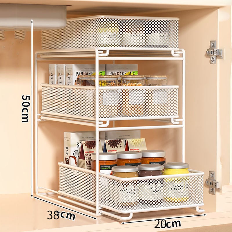 Ispod sudopera višeslojni kuhinjski stalak za pohranu, pomični, bez ugradnje, od ugljičnog čelika