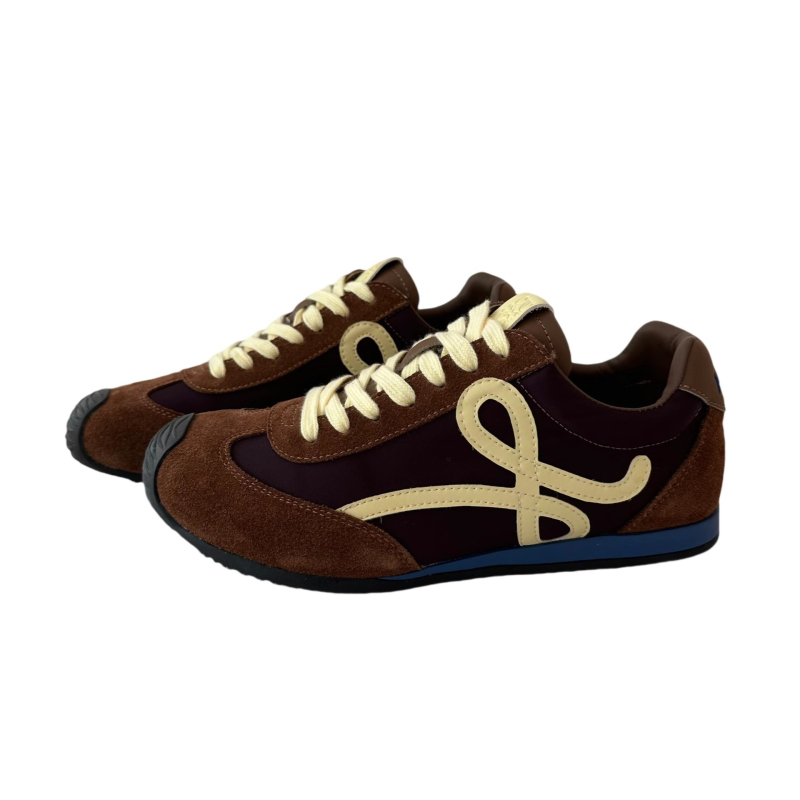 Női edzőcipő – balett-stílusú retro, színblokkal ellátott dizájn, magasságot növelő, bőr felsőrés, fűzős zárás, alacsony topp