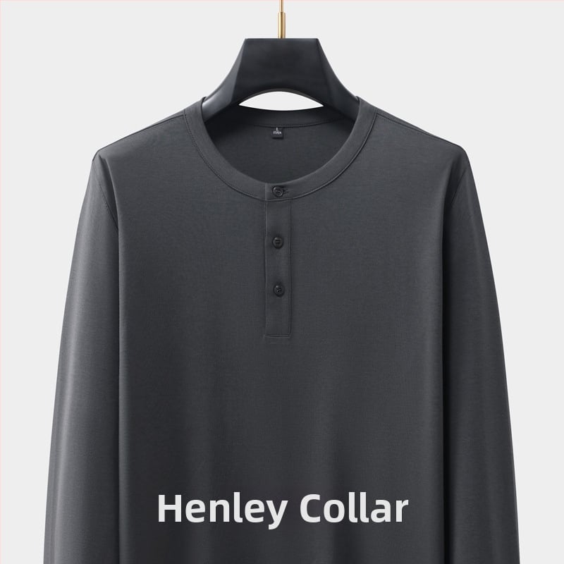 Férfi kereknyakú hosszú ujjú pamutkeverék póló, testhezálló szabású, ősz, casual