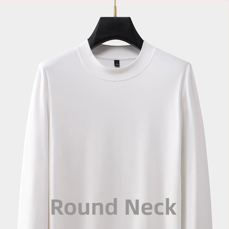 Férfi kereknyakú hosszú ujjú pamutkeverék póló, testhezálló szabású, ősz, casual