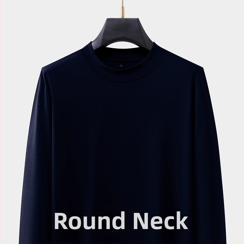 Férfi kereknyakú hosszú ujjú pamutkeverék póló, testhezálló szabású, ősz, casual