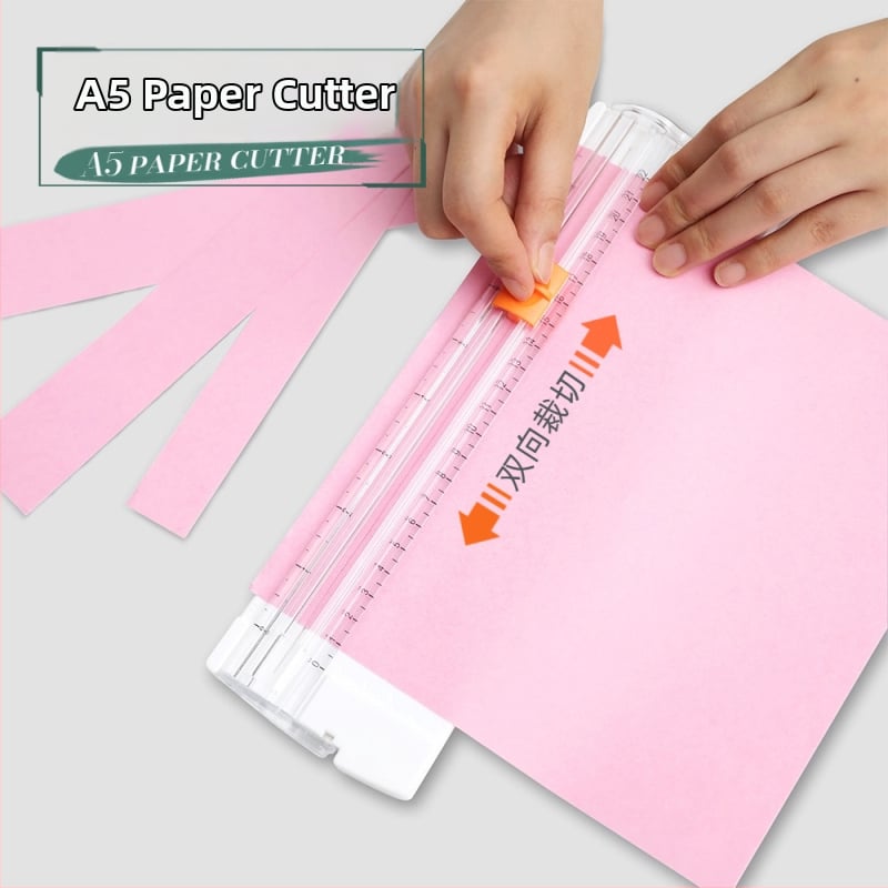 Tăietor bidirecțional de hârtie, portabil din plastic, model 857, mini tăietor cu riglă