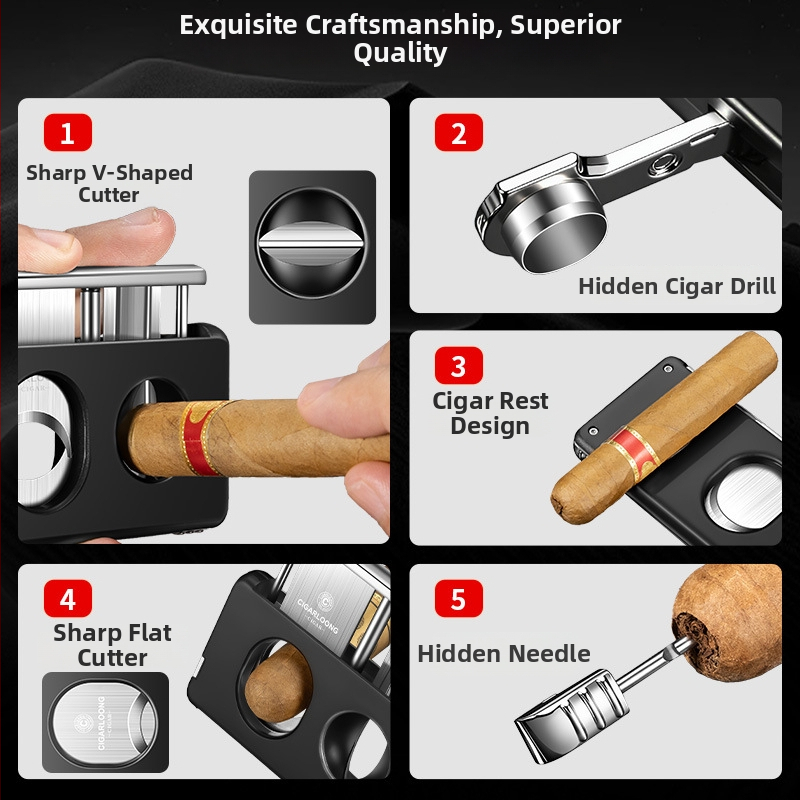 Cigarlong cigarų pjaustytuvas, nerūdijantis plienas, modelis CE-25GY, paprastas dizainas
