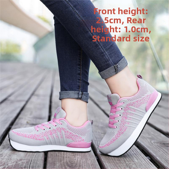 Visszafelé járáshoz tervezett sportcipő — hálós felsőrész, gumi talp, alacsony sarok 1–3 cm, magas felső rész 3–7 cm, fűző elöl