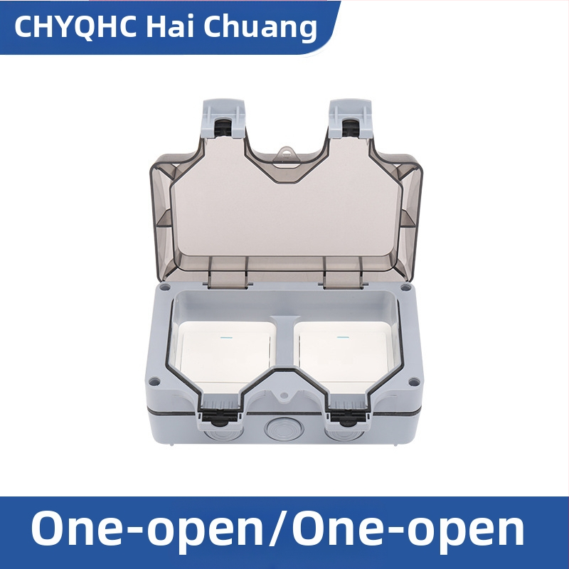 Vodootporna kutija za utičnicu za površinsku montažu, unutarnja/ vanjska, dvoposjedna utičnica, kompatibilna sa pametnim toaletom i punjenjem EV; standard: novi nacionalni standard; marka CHYQHC; ugradnja: zid